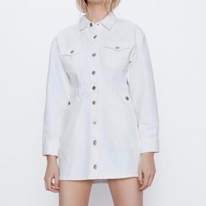 NWT ZARA White Denim Mini Dress